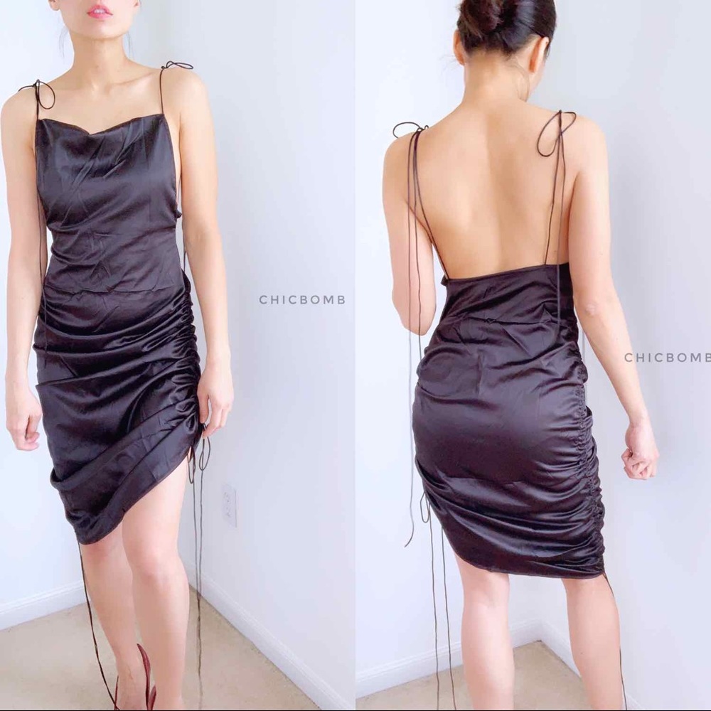 SEXY String Along Satin Midi Dress